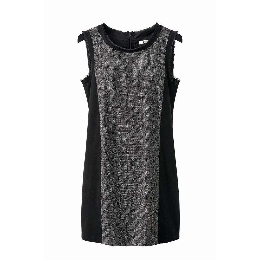 DKNY Cotton Blend Black and Gray Mixed Sleeveless Dress 8